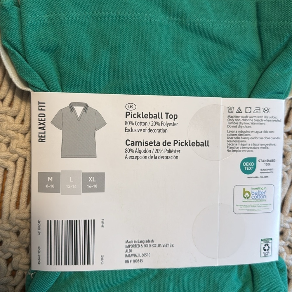 New Crane Green Pickleball Top V-neck cotton size large - Picture 3 of 4